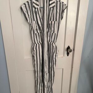 1. State Green and White Striped Kids One Piece